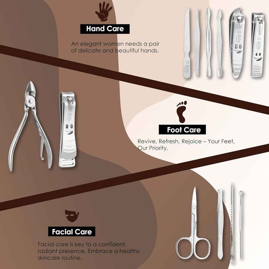 Beaute Secrets Essentials Manicure Set Nail Clippers Grooming Kit with Leather Travel Case