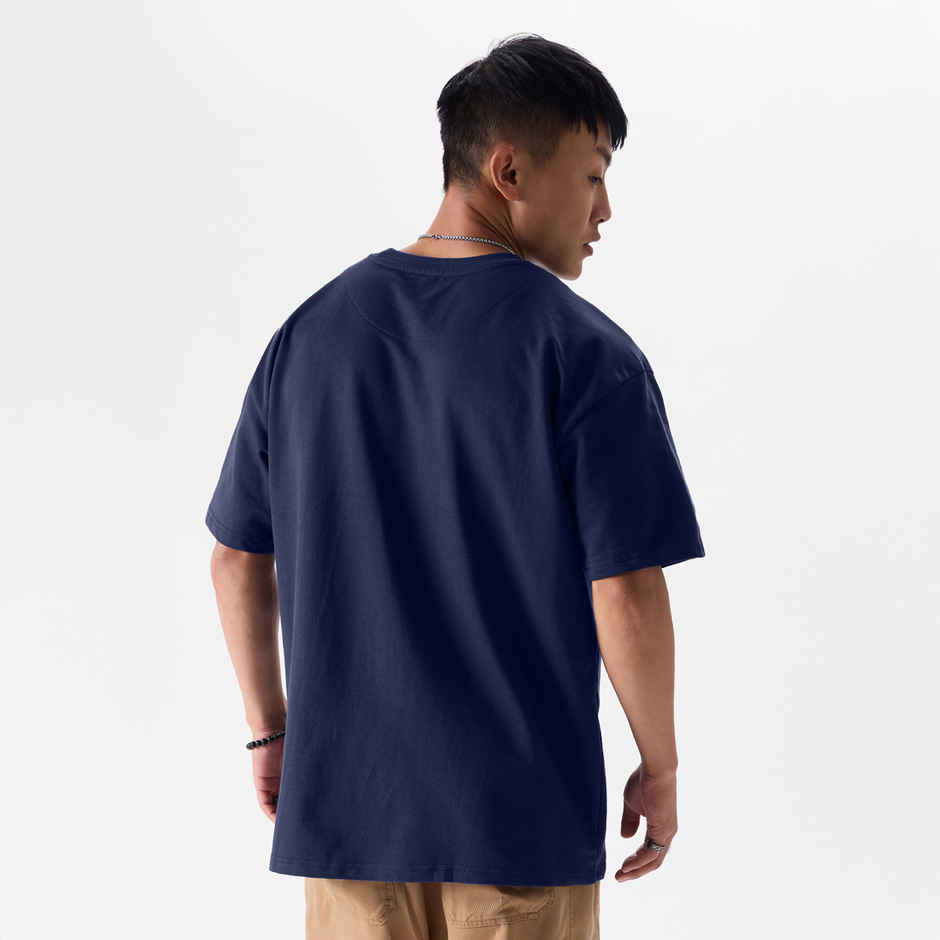 The Souled Store Solids- Navy Blue Oversized T-Shirts, Navy Blue, M