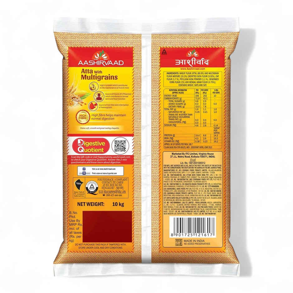 Aashirvaad High Fibre Atta with Multigrains | 3 Rotis fulfil 35% Daily Fibre