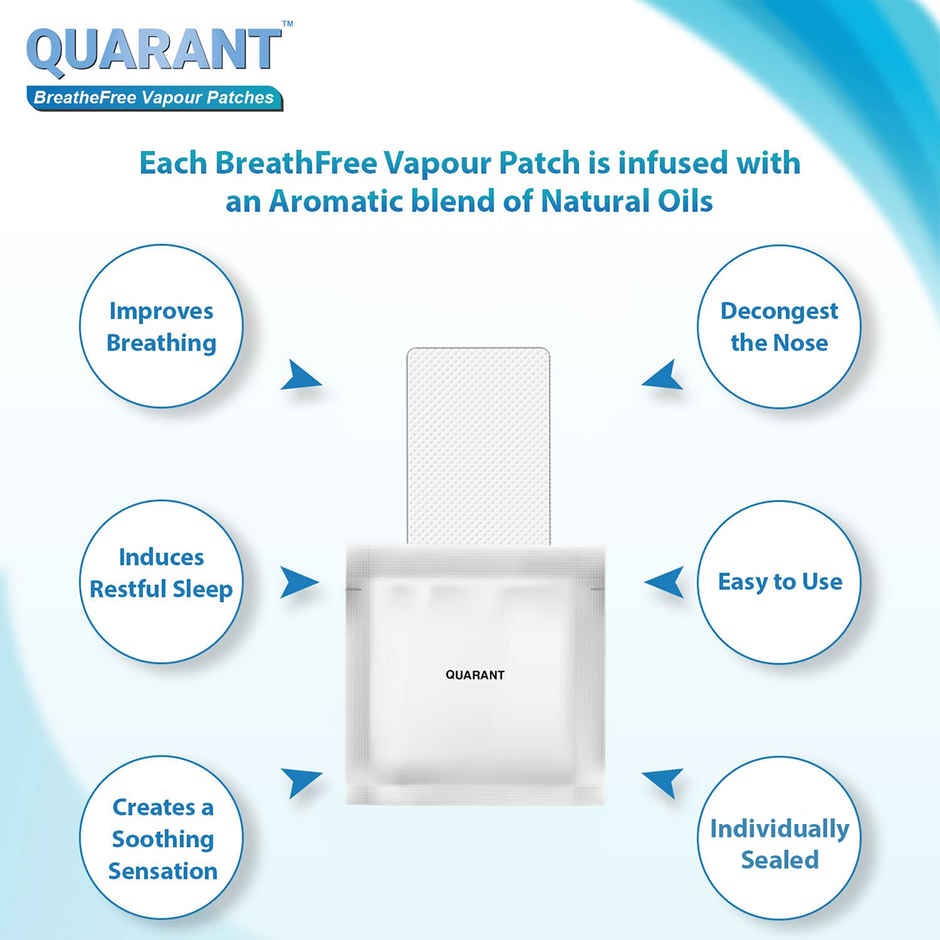 Quarant Breathefree Truly Natural Vapour Patch - Infused With Essential Oils - Pack Of 10