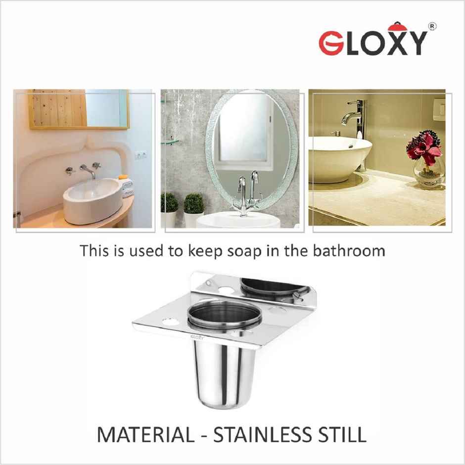 GLOXY Wall Mount Stainless Steel Toothbrush/Tumbler Holder, Usable for Bathroom and Wash Basin Area