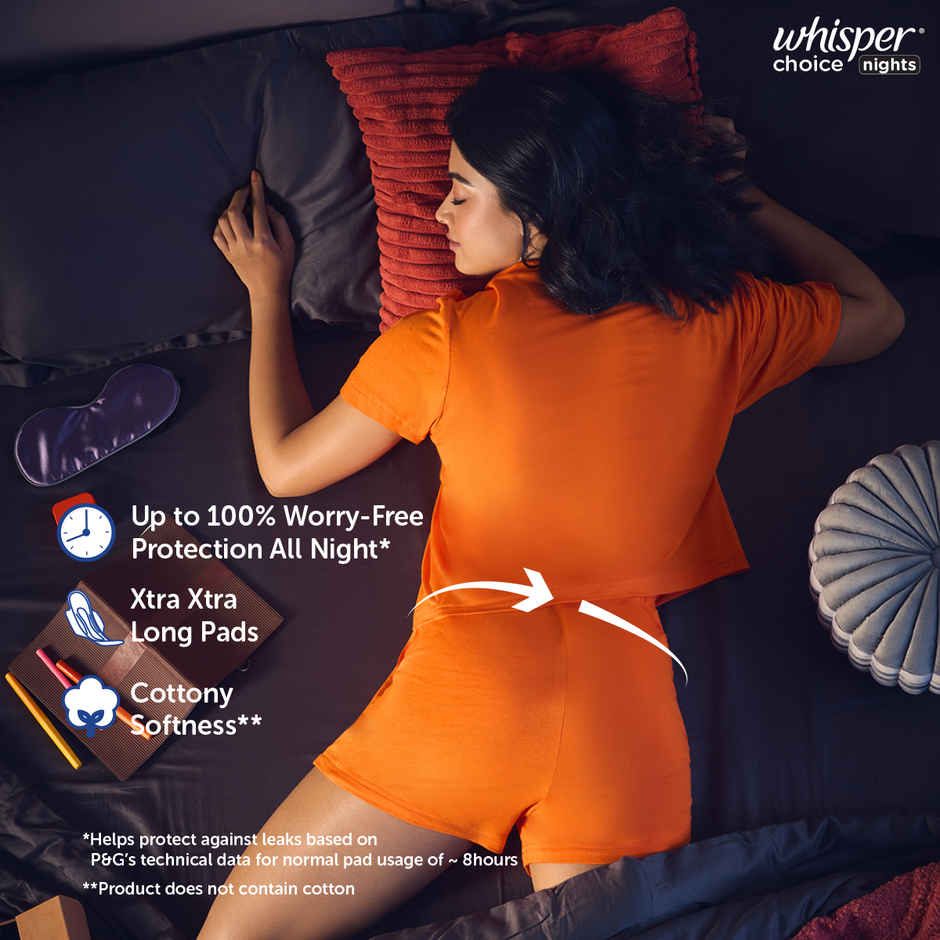 Whisper Choice Nights | XXL Pads, with 4x Back Coverage