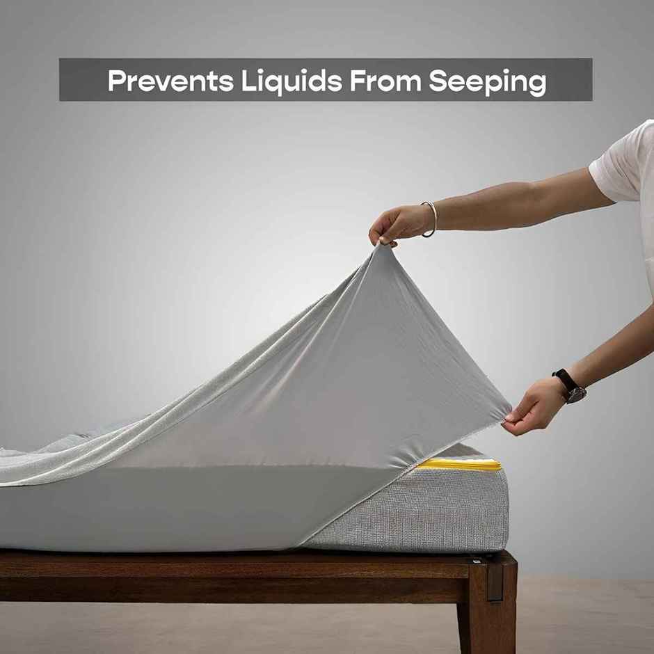 Sleepycat Water Proof Ultra Soft Polyester Queen Size Mattress Protector - 78X60 Inches, Grey