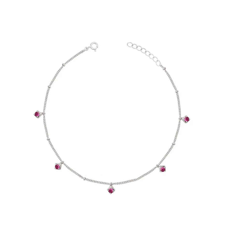 Unniyarcha Red Zircon 92.5 Sterling Silver Anklet