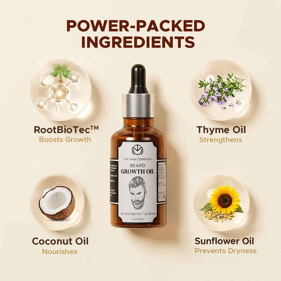 The Man Company Beard Growth Oil I Almond & Thyme