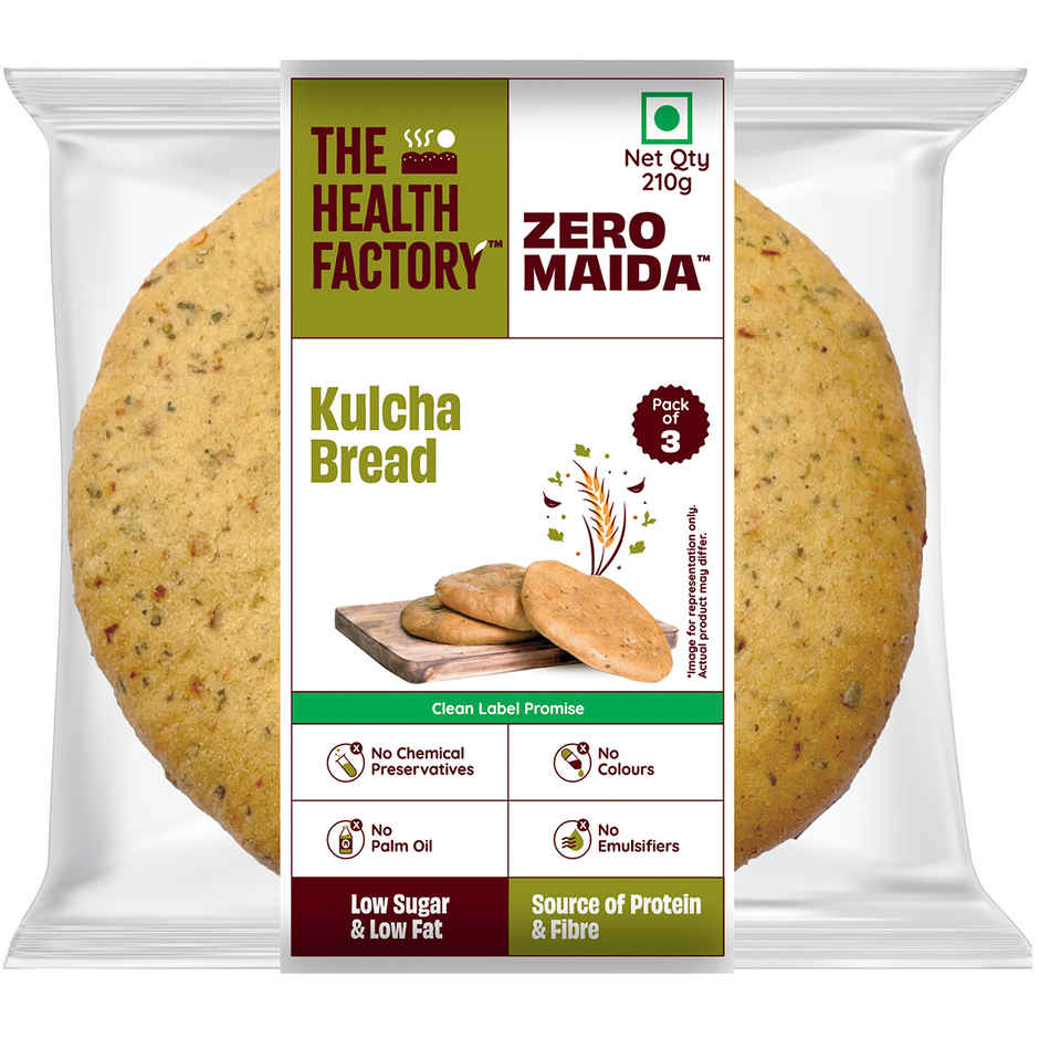 The Health Factory Zero Maida Kulcha Bread | Clean Label, Not Brown