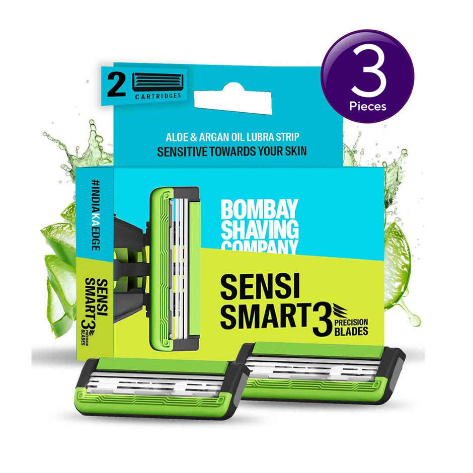 Cartridge For Bombay Shaving Company Sensi Smart 3 Razor| Curved Blades Ensure Precise, Safe, And Smooth Shaves Combo 