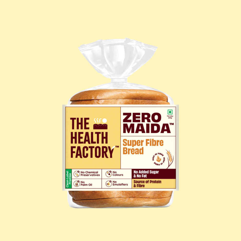 The Health Factory Super Fibre Bread | Zero Maida | Source of Fibre | No Added Sugar | Whole Wheat Bread