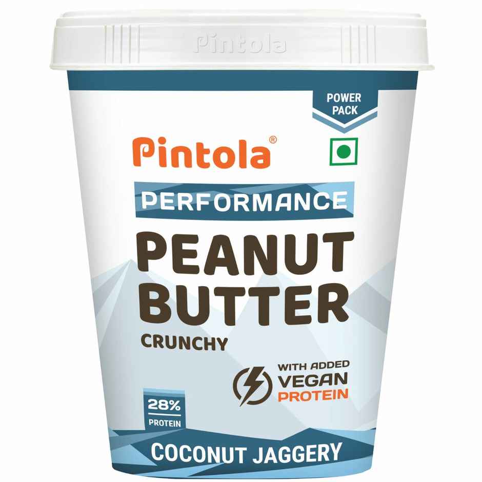Pintola Coconut Jaggery Performance Series Peanut Butter (Crunchy) VEGan Protein 28% Protein