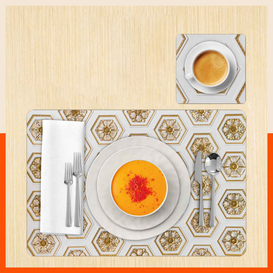 Bathla Table Placemats & Coasters - Set of 6 | Washable, Water-Proof, Heat Resistant | Imperial
