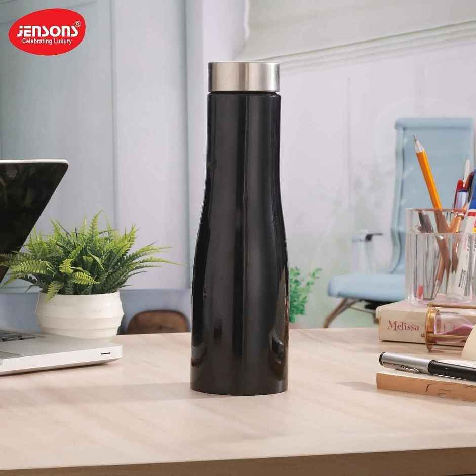 Jensons Stainless Steel Flora Water Bottle 1 Litre | Leak Proof | Black