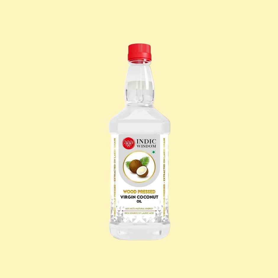 Indic Wisdom Virgin Coconut Wood Pressed Oil (Nariyal Oil) | Cold Pressed - Extracted On Wooden Churner