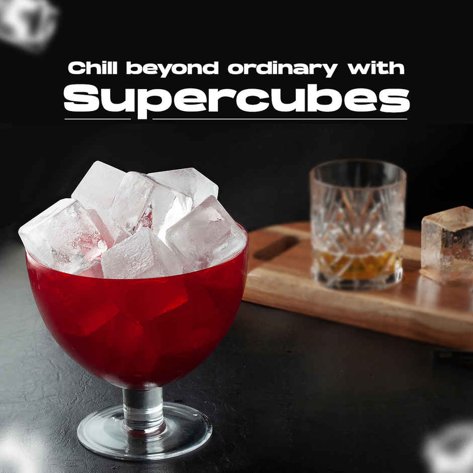Burrf Super Cubes Ice Cubes (1kg) & Absolut Mixers Sparkling Raspberry & Lemon Flavoured (250ml) Combo