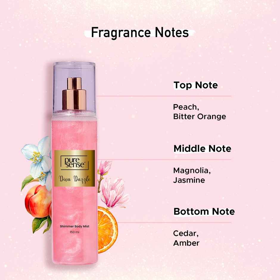 Puresense Diva Dazzle Pink Shimmer Spray Body Mist - For Women
