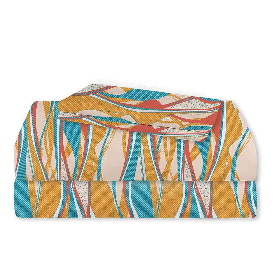 Home Elegance Zenith Microfiber Queen Size Bedsheet | Geometric | Multicolour | 100 in x 90 in