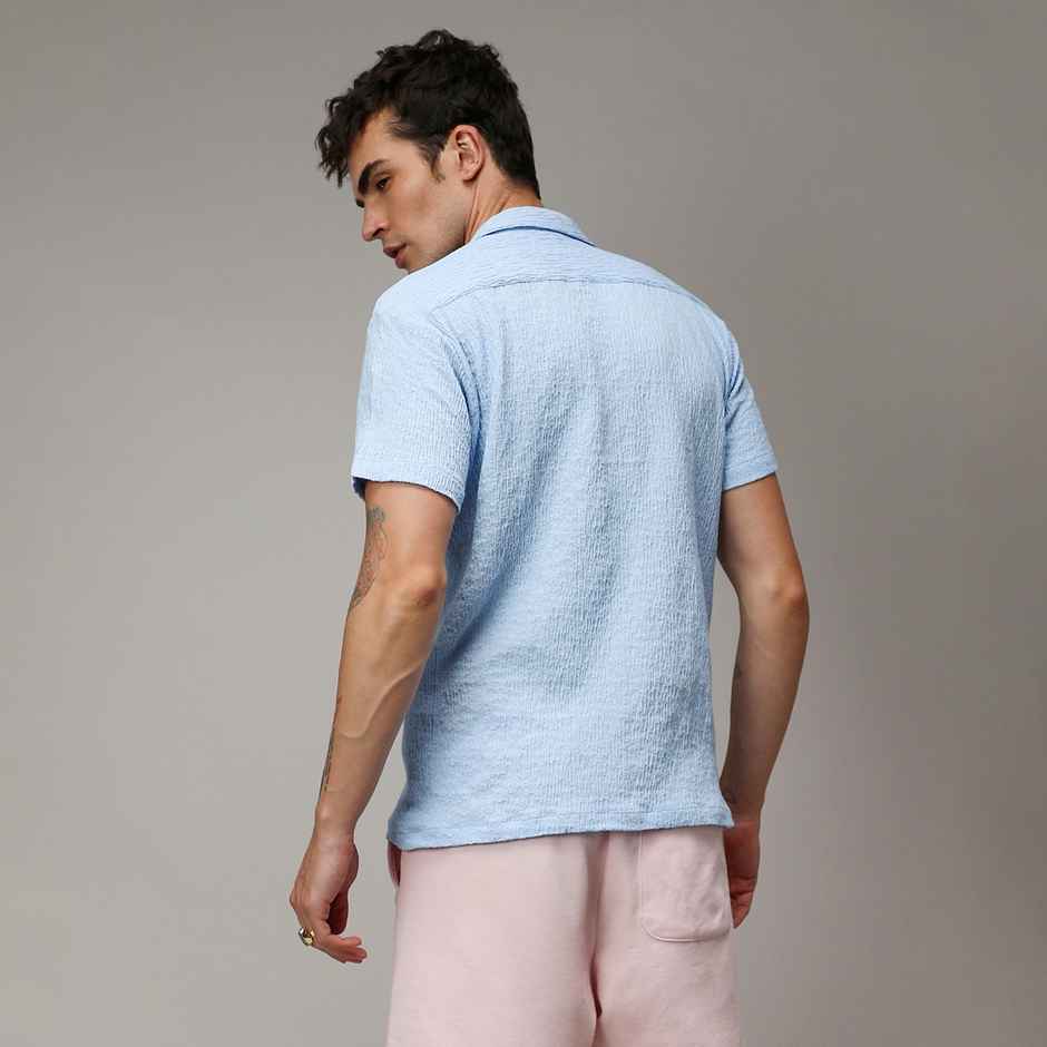 Campus Sutra Men's Creased Shirt | Blue - M