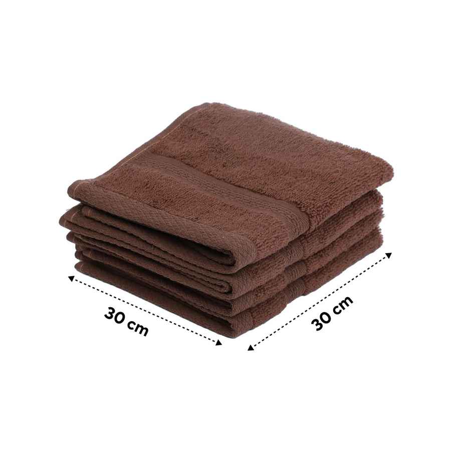 Bianca Ultra Soft Twist Pure Cotton Face Towel| Aerocore Tech Solid| 500 GSM | Chocolate | Pack of 4