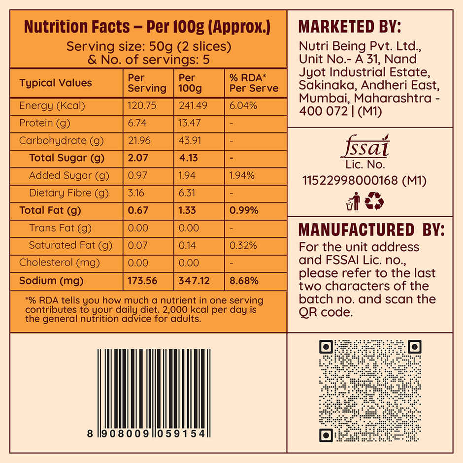 The Health Factory Zero Maida Bread - 100% Whole Wheat