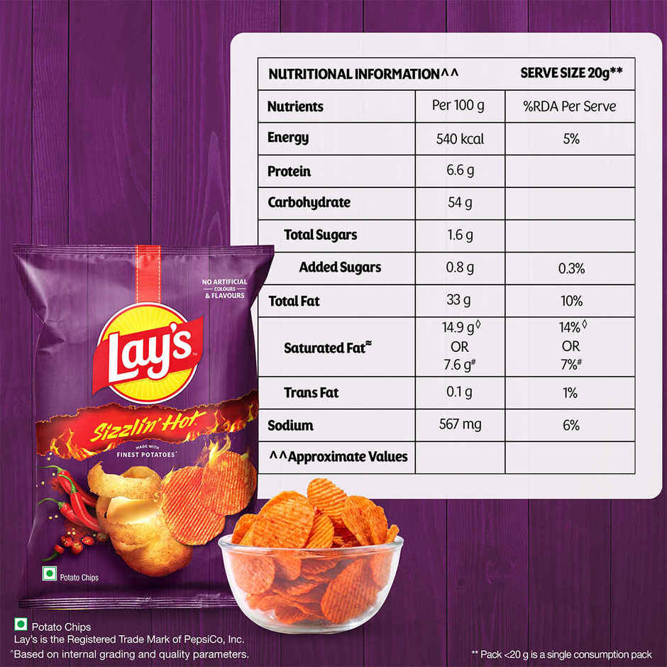 Lay's Potato Chips - Sizzling Hot Spicy Flavour Combo  