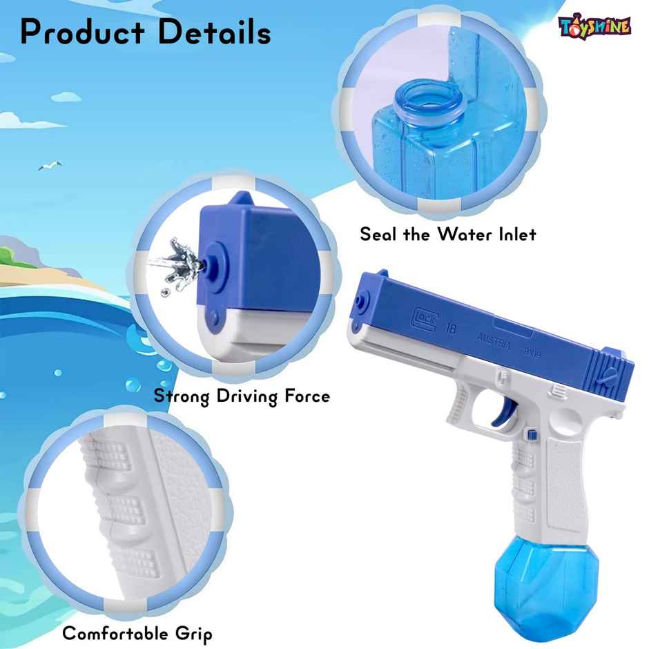 Toyshine Electric Holi Water Toy Pistol Gun | Rechargeable With Pressure Mechanism | Blue