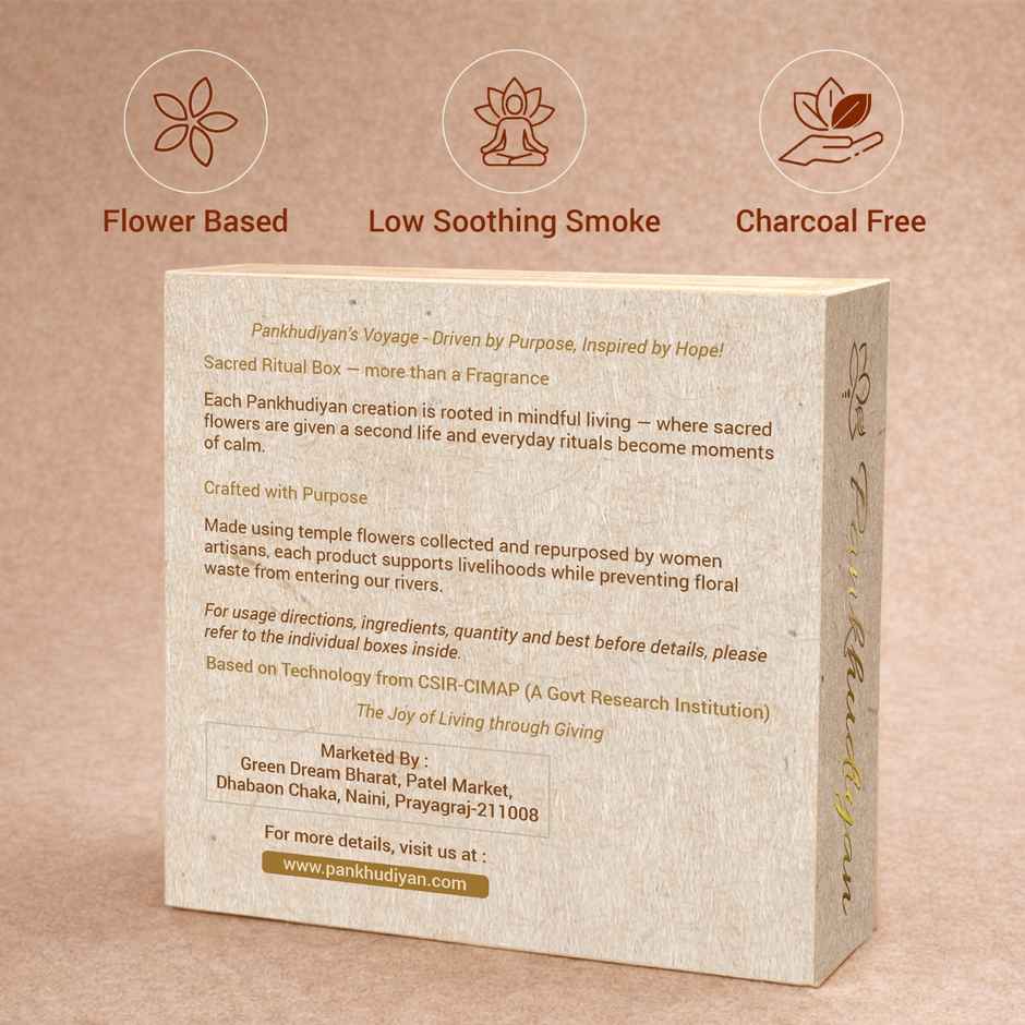 Pankhudiyan Premium Flower based Incense Cones - Rose & Patchouli (Monthly Pack)