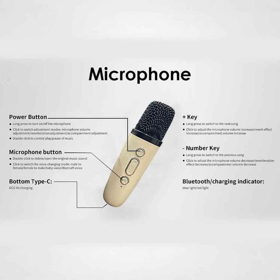 Fablue Mini Karaoke Speaker with Mic Wireless Portable Bluetooth Speaker for Kids | Multicolour