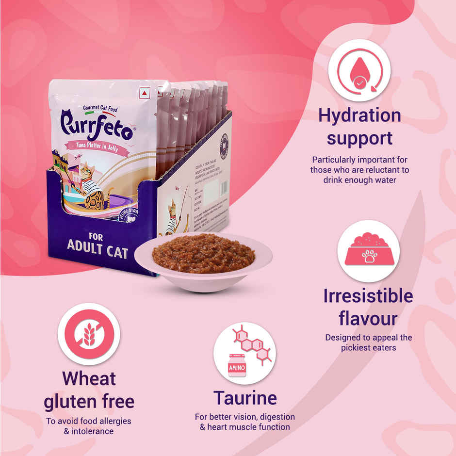 Purrfeto Wet Cat Food Tuna Recipe in Jelly | Pack of 12