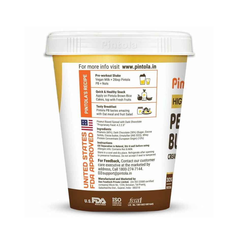 Pintola Creamy High Protein Peanut Butter Dark Chocolate