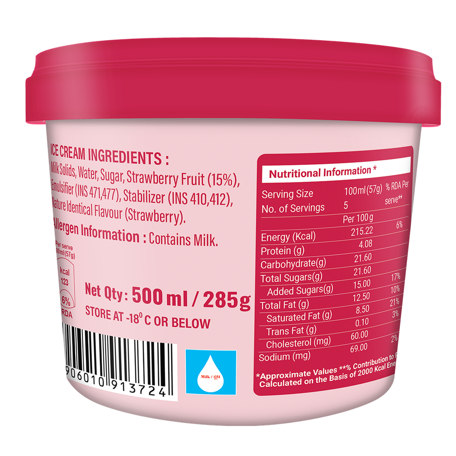 Dairy Day Strawberry Fruit Chunks Ice Cream Tub