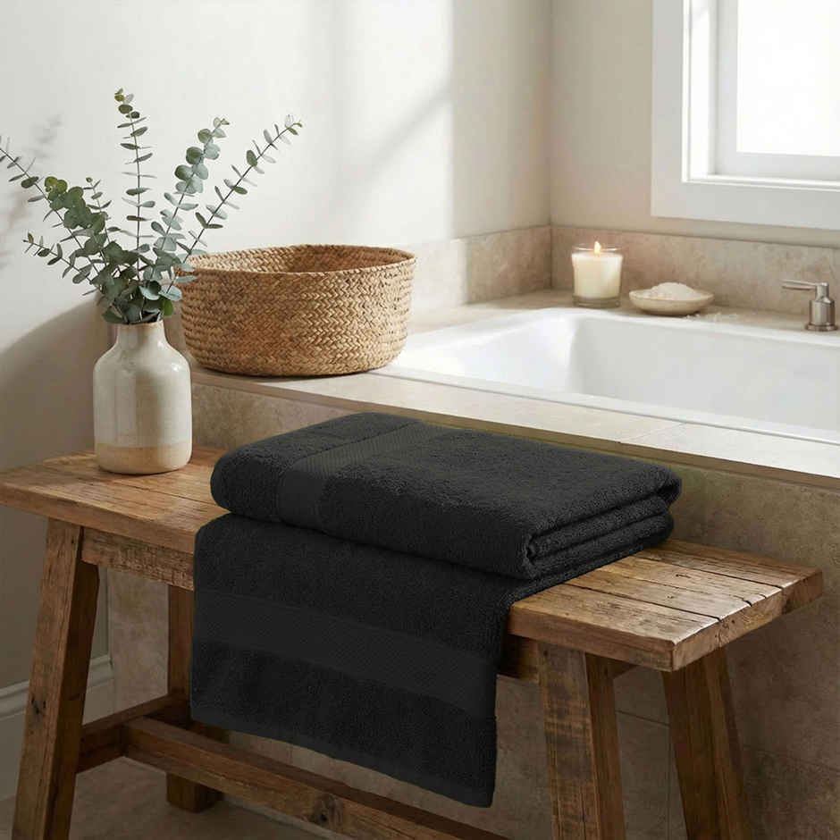 myTrident Urban Comfort Cotton Bath Towel | Black