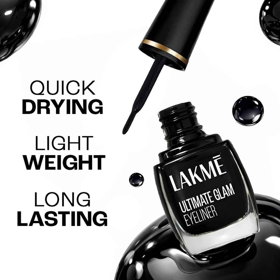 Lakme Ultimate Glam Eye Liner, Semi Matte, Black