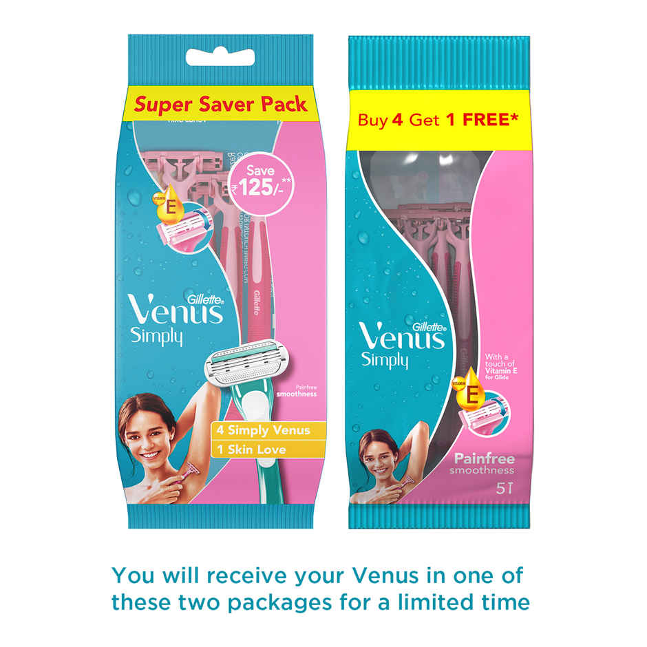 Gillette Venus Simply Hair Removal Razor for Women, 5 simply