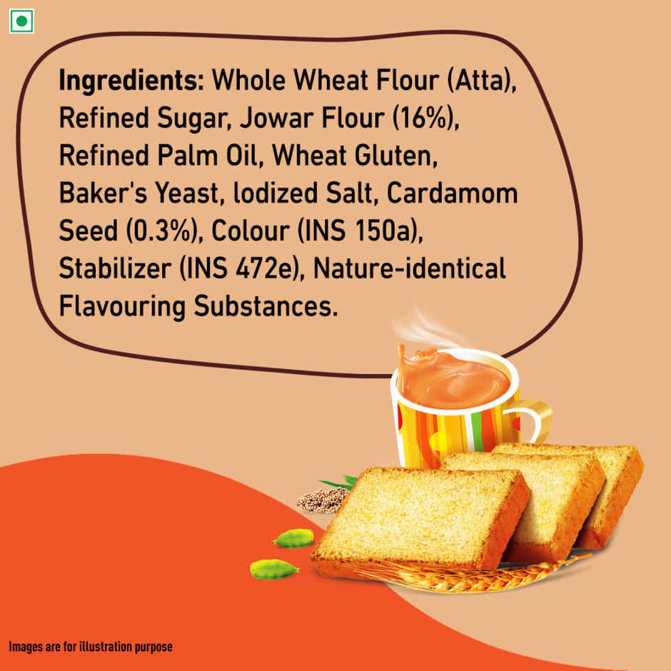 Tata Soulfull No Maida Elaichi Rusk | Made With Whole Wheat Atta & Jowar | Crunchy Tea-Time Snack