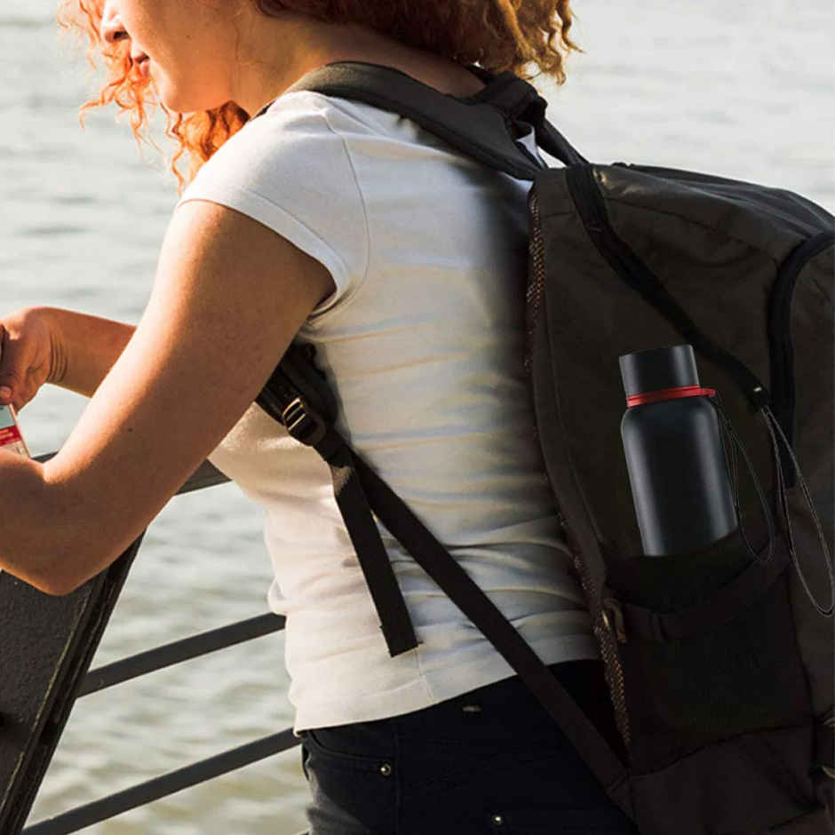 Borosil Hydra Trek Water Bottlw - 700 ml | Black | Stainless Steel Double Wall Vacuum Insulated Flask