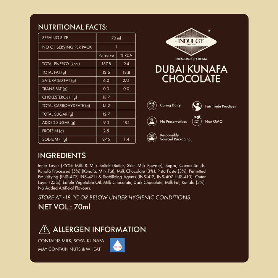 Indulge Creamery | Kunafa Dubai Chocolate Ice Cream Stick