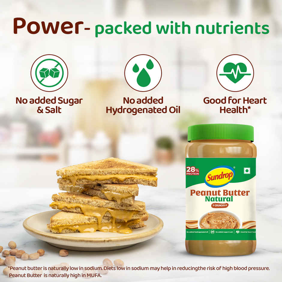 Sundrop Peanut Butter Natural | Crunchy | With 28% Protein