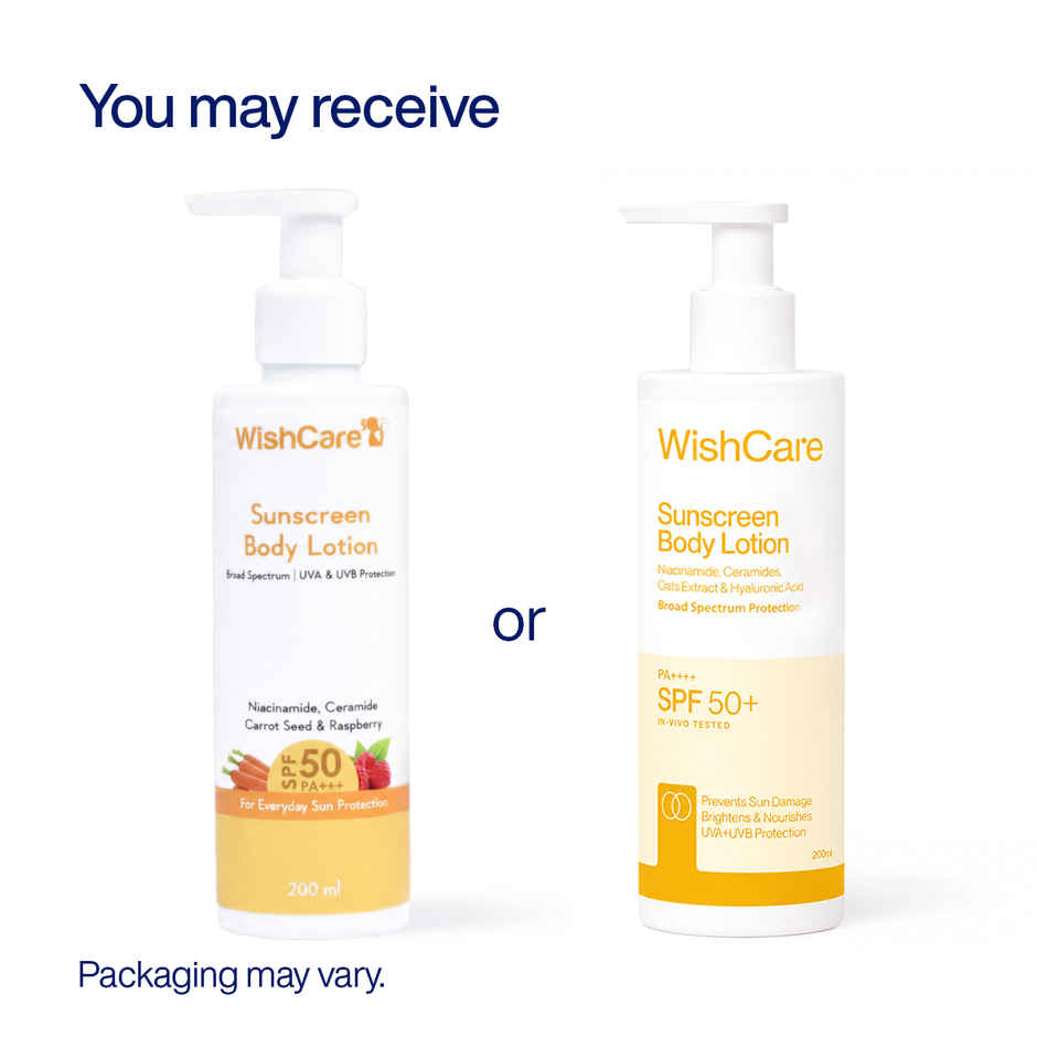 WishCare Sunscreen Body Lotion SPF 50 PA++++ | In-Vivo Tested | Body Sunscreen With No Cast