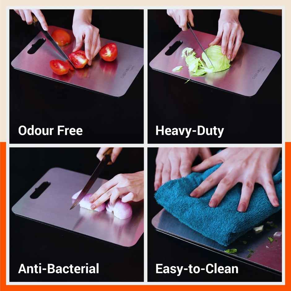 Bathla Stainless Steel Chopping Board - Small (15 cm x 20 cm - 2mm Thick)