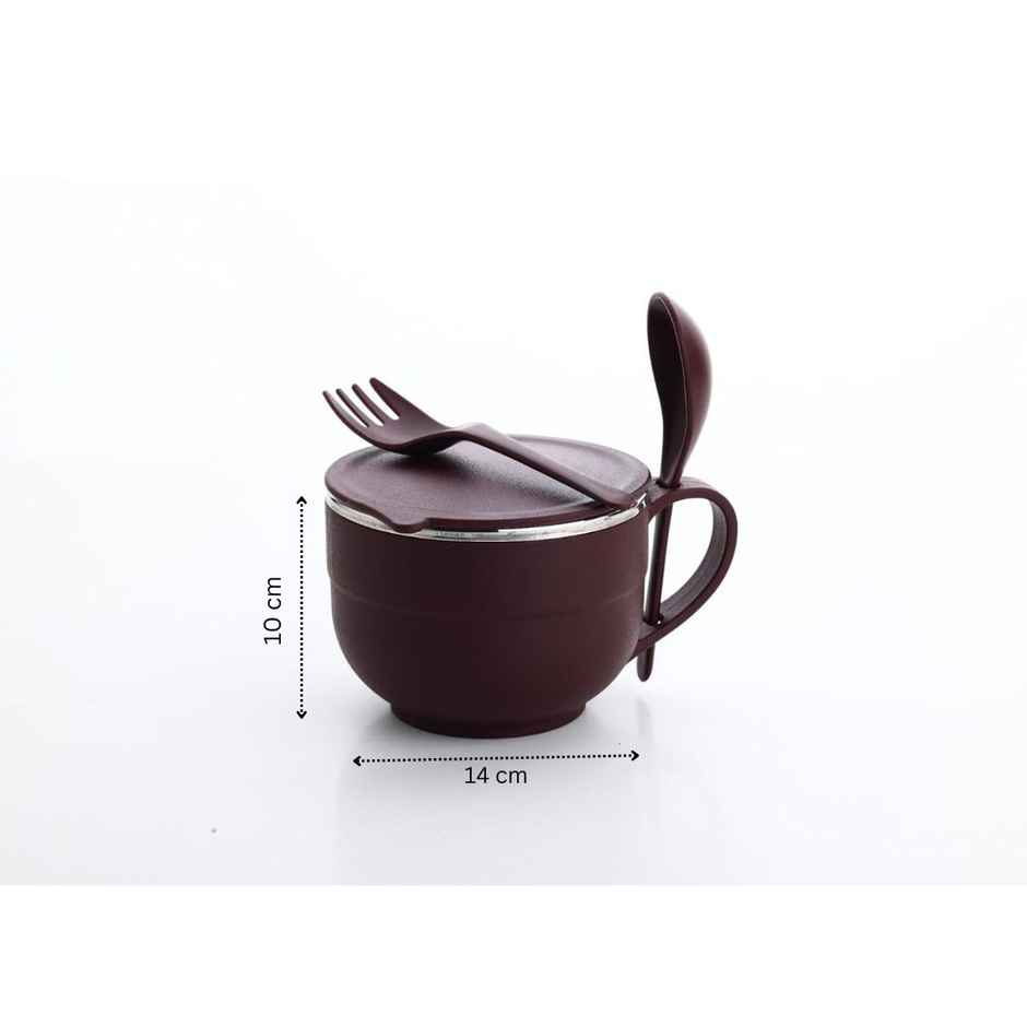 Ganesh Stainless Steel Noodle&Soup Bowl With Handle&Spoon