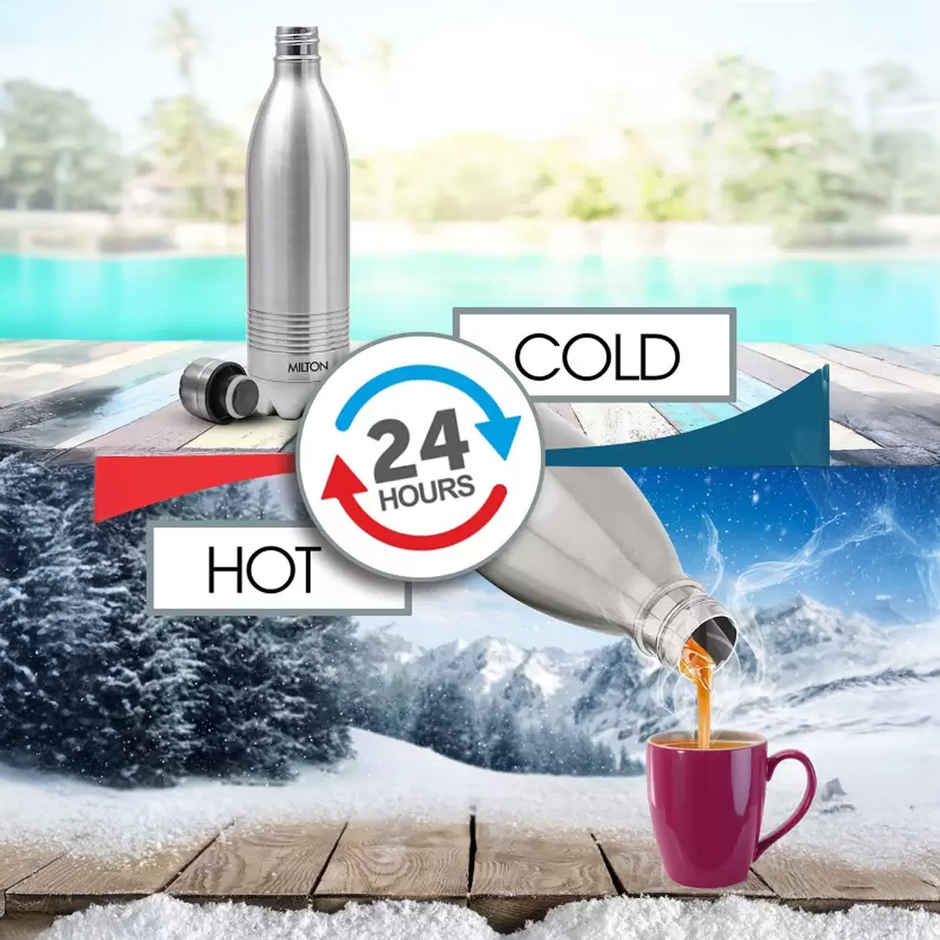 Milton Duo Dlx Thermosteel Bottle | 1 L | Silver