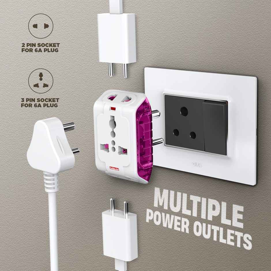 Goldmedal Spice 3 Pin 240V Multi Plug Socket LED Indicator | Supports 2&3-Pin Plugs