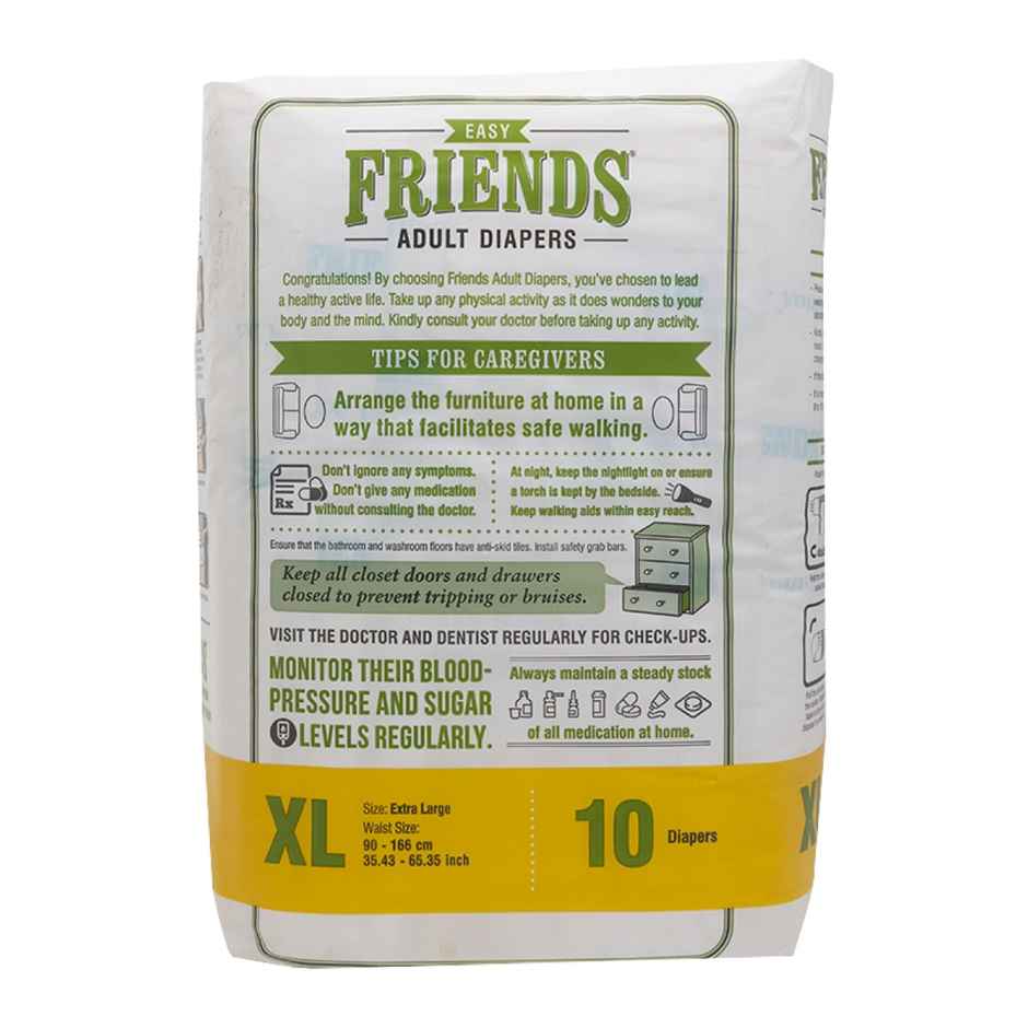 Friends Adult Diaper Tape | Easy Type | XL | 35.43 - 65.35 inch Combo
