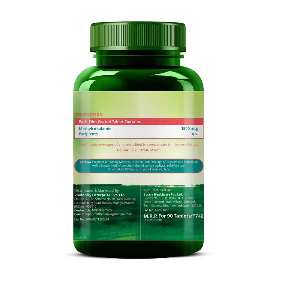 Vlado's Himalayan Organics Methylcobalamin Vitamin B12 90 VEG Tablets