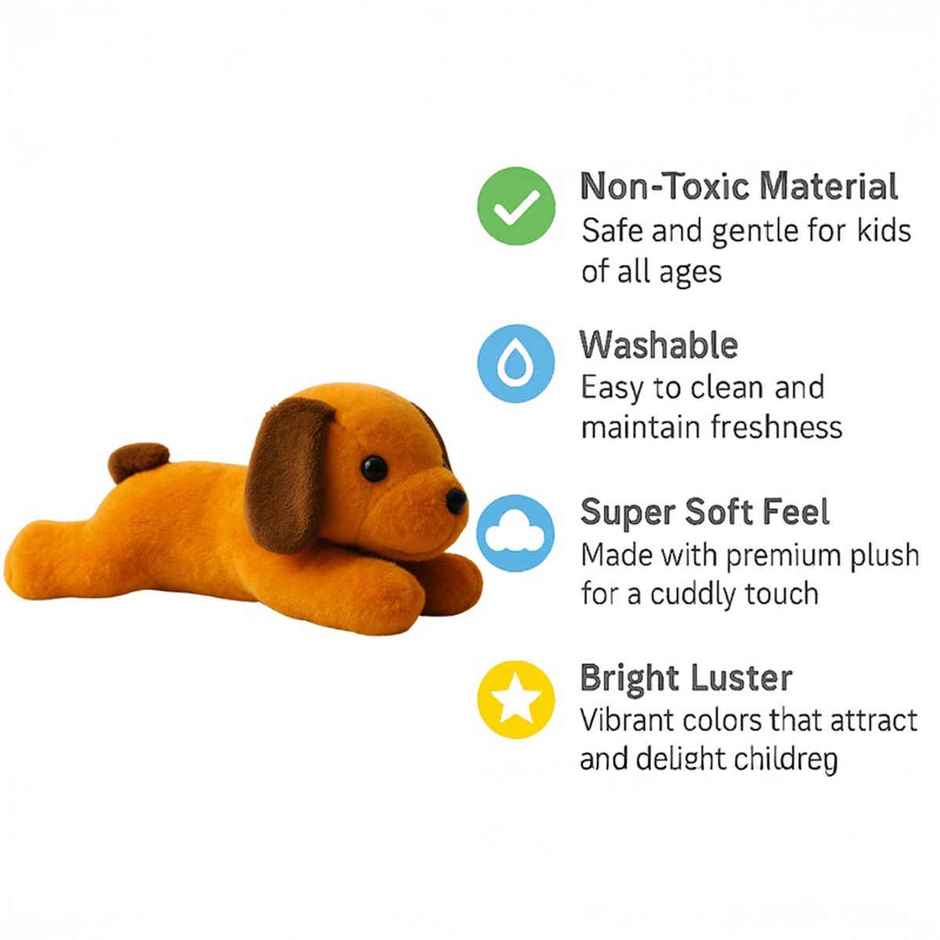 Fablue Dog Cute Plush Soft Toys For Kids Birthday Gift | Brown - 26 cm