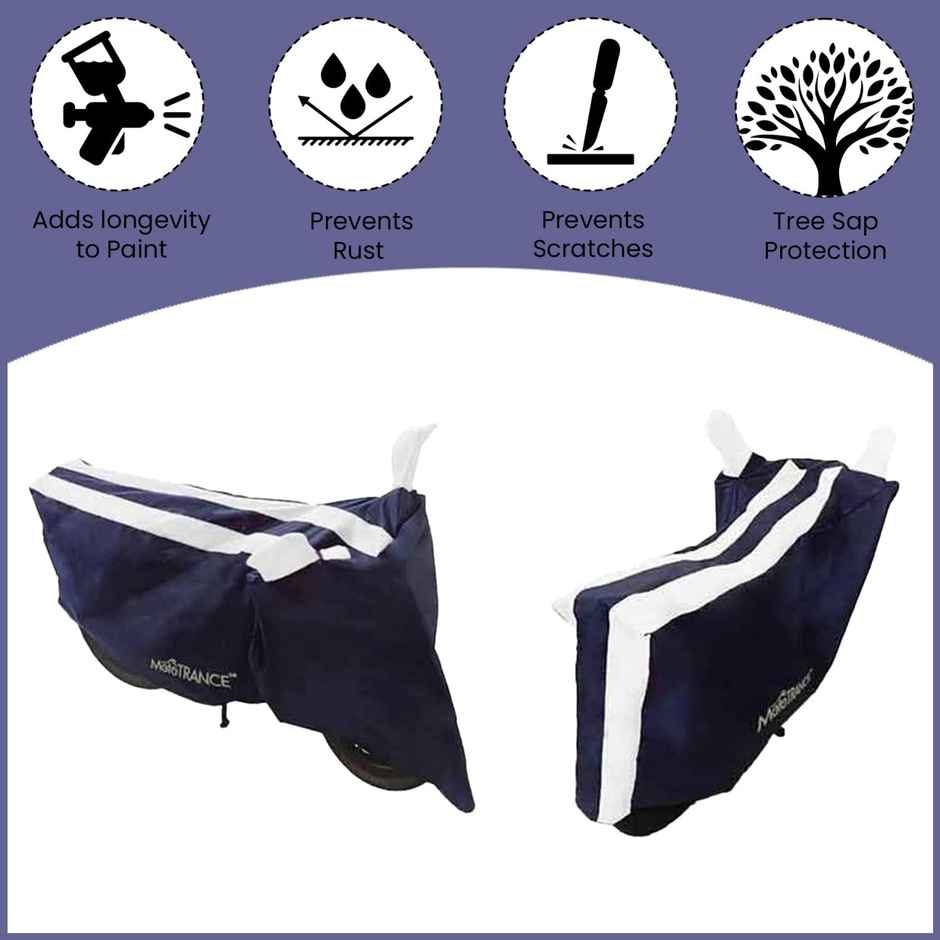 Mototrance Sporty Arc Blue White Bike Body Cover For Universal