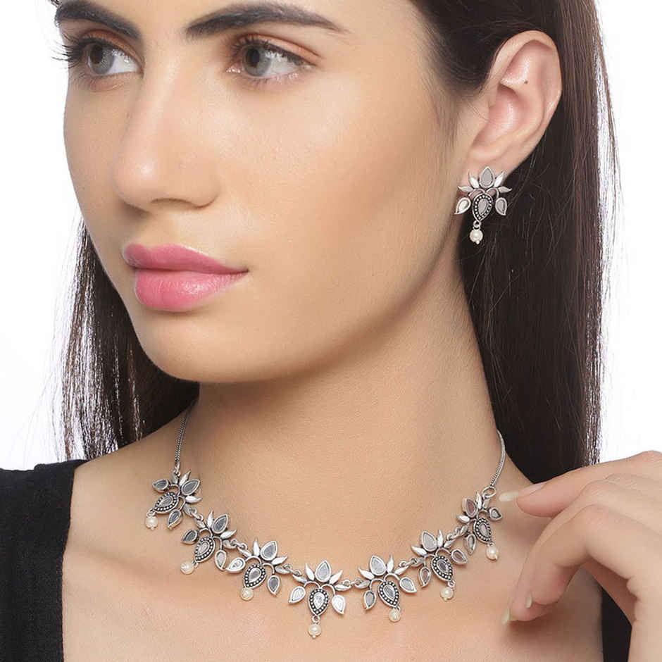 Voylla Amaira Mirror Details Necklace Set