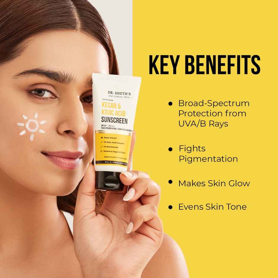 Dr. Sheth's Kesar & Kojic Acid Sunscreen | SPF 50+ PA++++ Combo