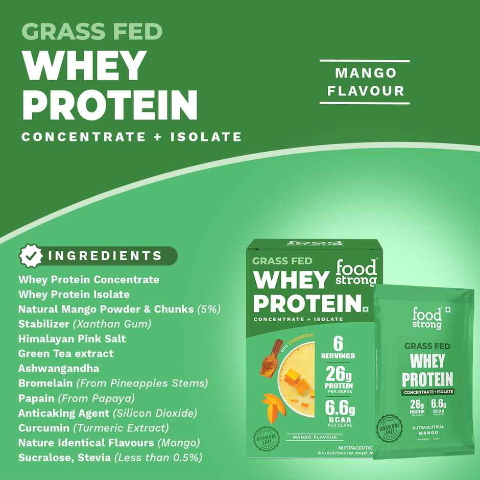 FOODstrong Whey Protein Powder | Concentrate - Isolate | Mango | Hormone Free