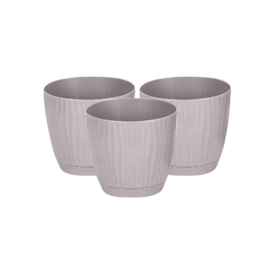 Nurturing Green - Mocha Self Watering Pots | Set of 3 | Size: 14cm x 12.5cm | Plant Pots with Tray