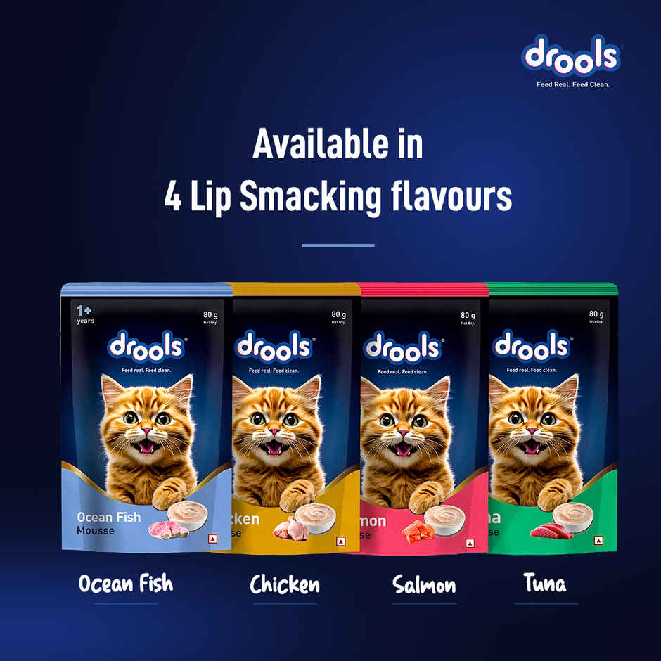 Drools Ocean Fish Mousse Adult Cat Wet Food, 80g (4+1 Free Pack)
